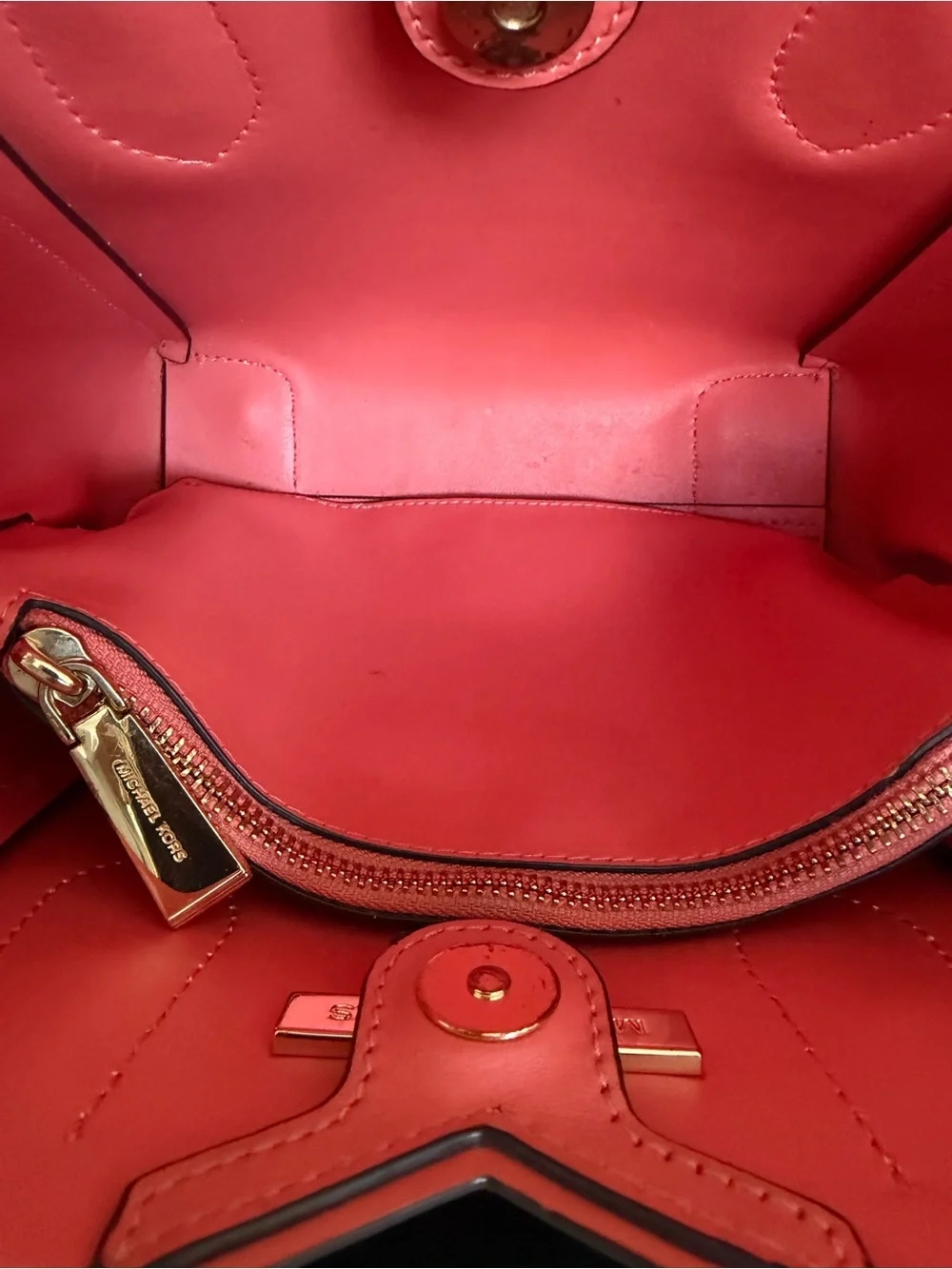 Michael Kors Coral Pebbled Leather Small Satchel Crossbody